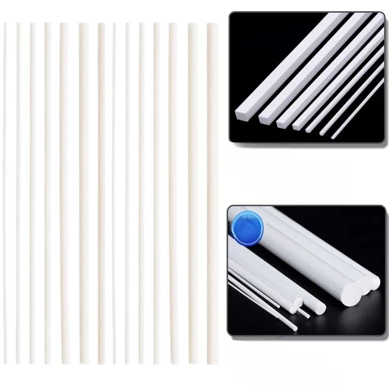 Matériel de modélisme DIY en ABS : Barres carrées et rondes en plastique, accessoires de construction, fournitures de découpe