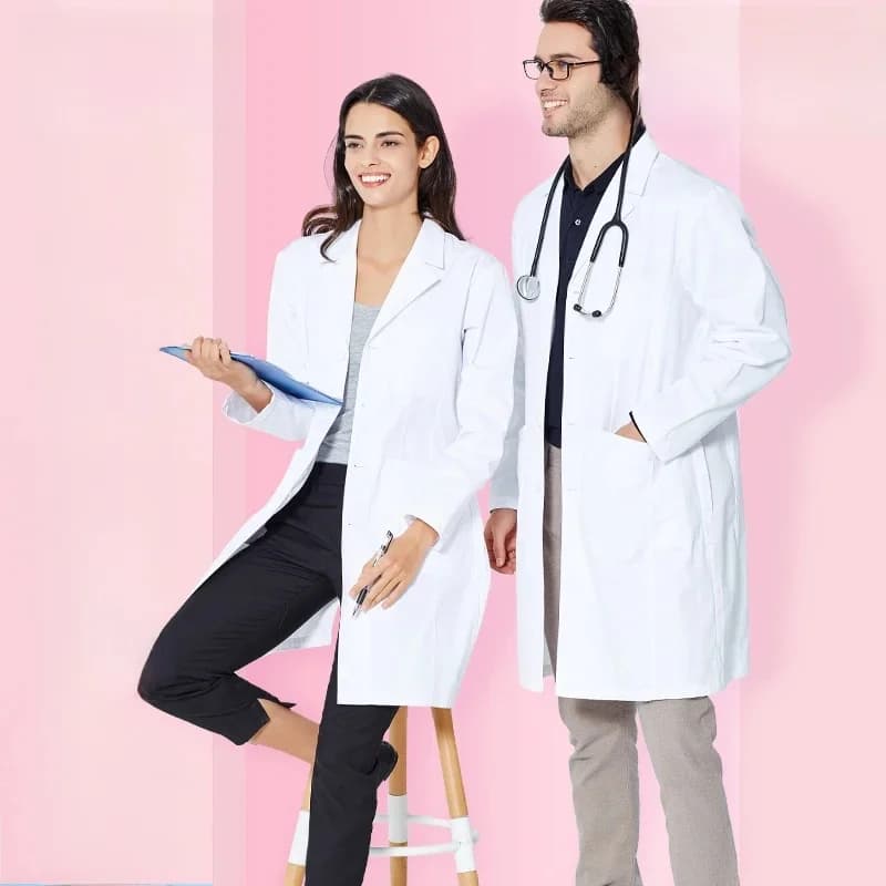 ANNO – blouse de médecin blanche unisexe, uniformes de laboratoire, clinique de dentisterie, blouse de chimiothérapie, 65% Polyester, 35% coton
