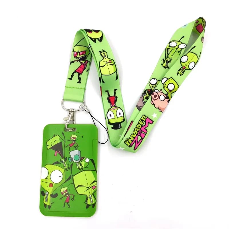 Invader Zim Art dessin animé mode lanières Bus ID nom travail porte-carte accessoires décorations enfants cadeaux