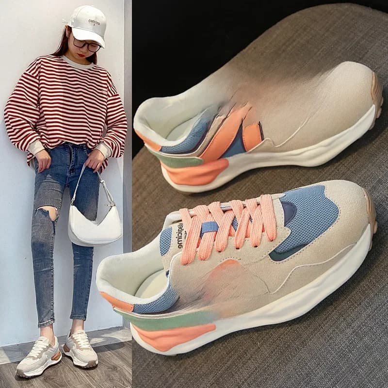 Nouvelles baskets d'été 2026 pour couple, chaussures décontractées en maille pour hommes et femmes, plateformes confortables pour l'extérieur, chaussures de sport respirantes pour femmes (taille 43)