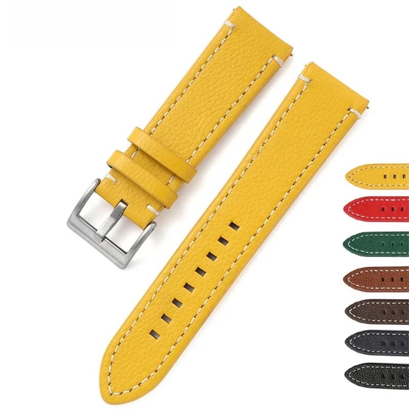 Bracelet de montre Double face en cuir pour hommes et femmes, 18mm 20mm 22mm 24mm, bracelet de montre à dégagement rapide, jaune rouge noir, accessoires de montre
