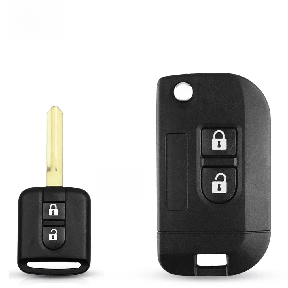 Dandkey – coque de clé télécommande de voiture de remplacement modifiée, 2 boutons, clé rabattable pour Nissan Qashqai Navara Micra NV200 Patrol 2002 – 2016