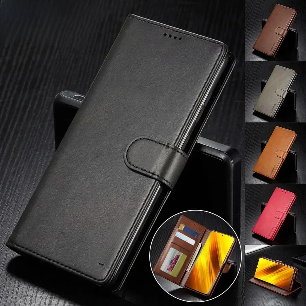 Étui portefeuille en cuir pour Xiaomi Poco X3 X4 X5 X7 M4 M3 15T 14T 12T 11T Pro, housse à rabat NFC Redmi Note 14 12 11 11S 10S 9s 9 8 7 9T
