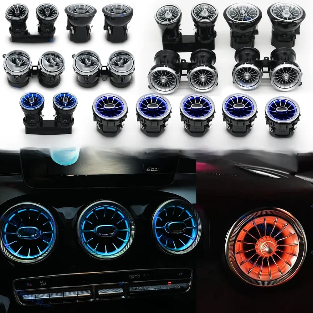 Diffuseurs d'air LED pour voiture, 3/64 couleurs, pour Mercedes-Benz Classe C GLC W205 X253 W213 W222 W117 X156 W176, lumière ambiante turbo