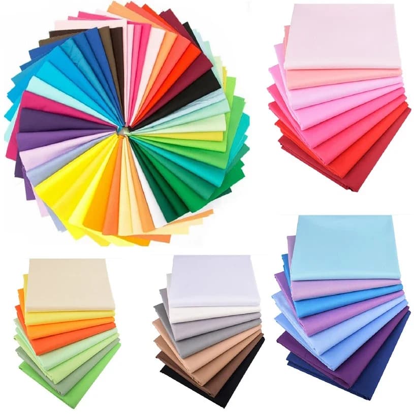 Lot de 8/32/50 pièces de tissu classique en coton 100% uni, format Fat Quarter, pour patchwork, couture et sacs