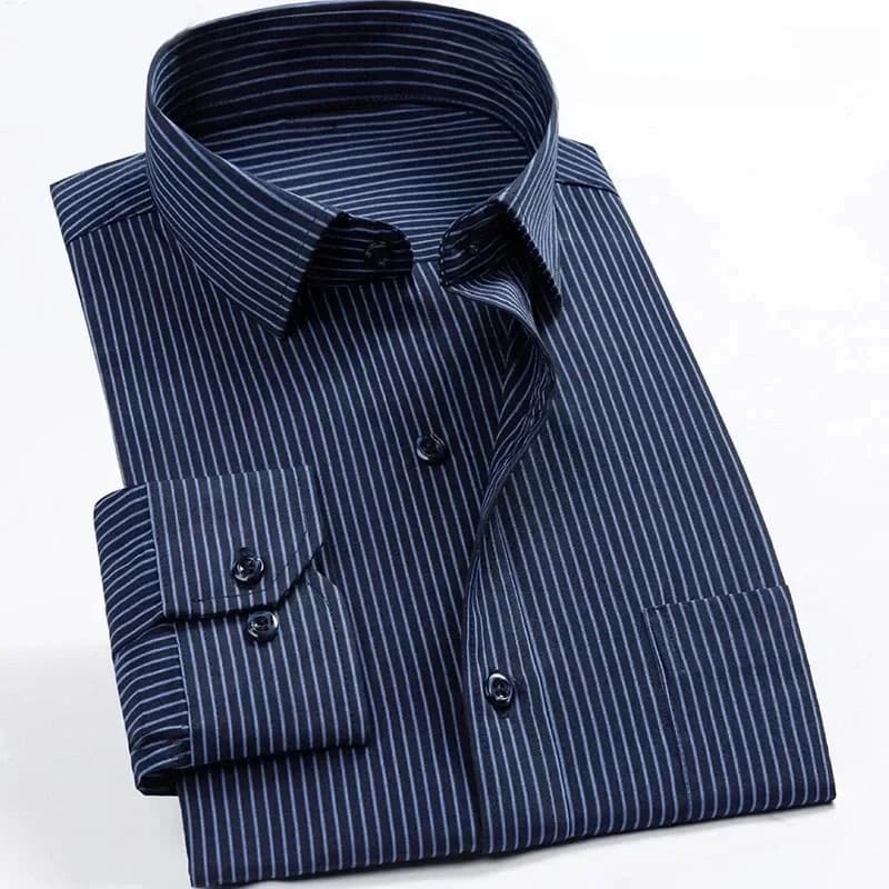 Printemps automne travail affaires rayé hommes chemise à manches longues grande taille surdimensionné 8XL affaires bleu robe chemise 9XL 10XL 12XL 14xl