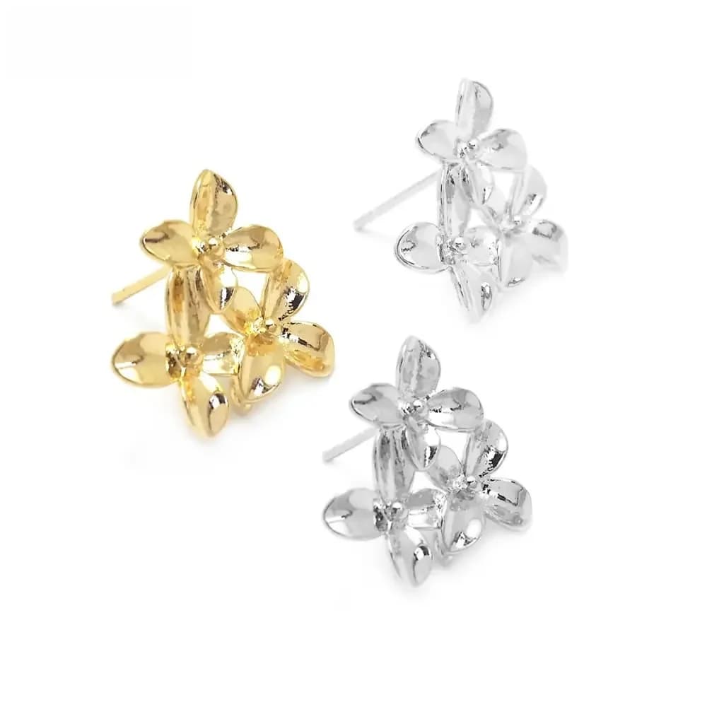 10 pièces 16x14MM couleur or 18K ou couleur argent laiton fleur boucles d'oreilles broches fabrication de bijoux fournitures bricolage résultats accessoires