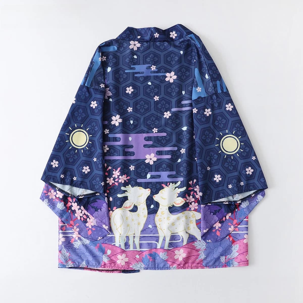Cardigan d'été ample rose bleu imprimé élan, Streetwear japonais pour femmes et hommes, Harajuku Haori, Kimono Cosplay, chemisier, haut Yukata, nouvelle collection 2021
