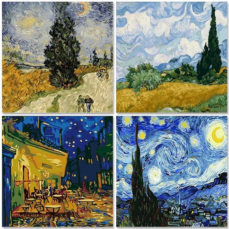 SDOYUNO-Peinture à l'huile par numéros de Van Gogh, 60x75cm, peinture par numéros sur toile, paysage sans cadre, décoration d'intérieur