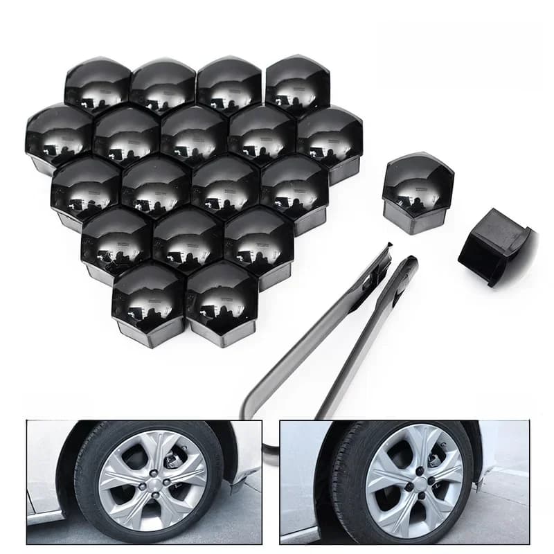 Bouchons d'écrou de roue de voiture, 20 pièces, 17mm 19mm 21mm, couvercle antirouille, moyeu de pneu automobile, vis de Protection, décoration d'écrou avec Clip noir