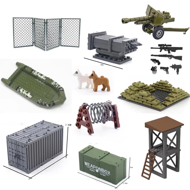 Modèle de blocs de construction à petites particules, jouet de guerre, modèle de support d'équipement, modèle de fusil à assembler, militaire, compatible avec les blocs de construction LEGO