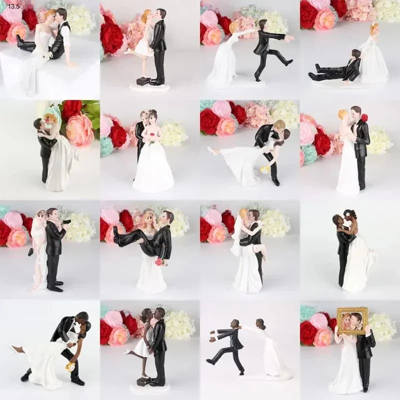 Figurines de mariée et de marié, décorations de gâteau de mariage, poupées en résine synthétique, décor de fiançailles pour la saint-valentin, cadeau d'anniversaire