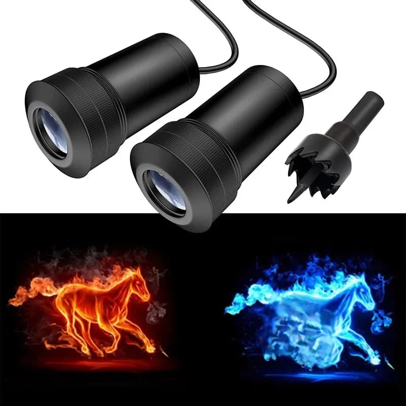AEING 2 pièces, projecteur de logo de porte de voiture à LED, logo de cheval blanc/bleu/rouge, éclairage d'ambiance avec logo et ombre, éclairage d'accueil pour voitures, camions et fourgonnettes