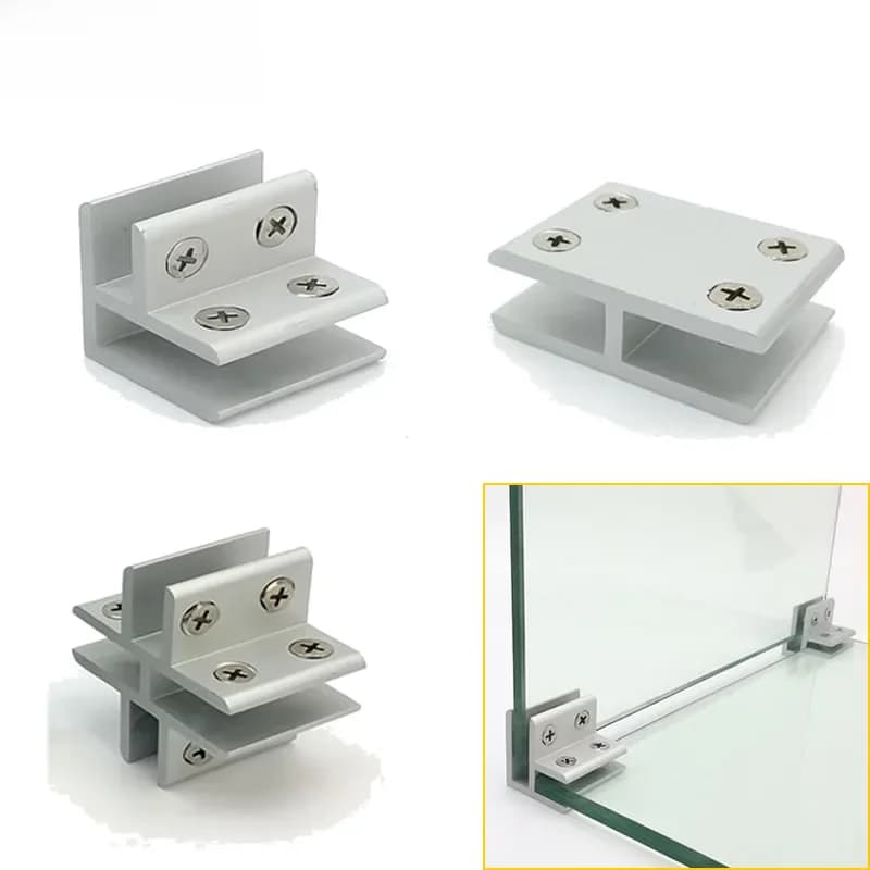 Boucle de connexion de fixation pour vitrine, pour verre acrylique de 4 mm à 12 mm, sans perçage, clips en aluminium pour vitrine en verre DIY