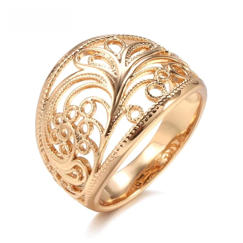 Kinel chaud à la mode Unique femmes anneaux 585 or Rose motif creux romantique anneaux de mariage inhabituel mode bijoux cadeau de fête