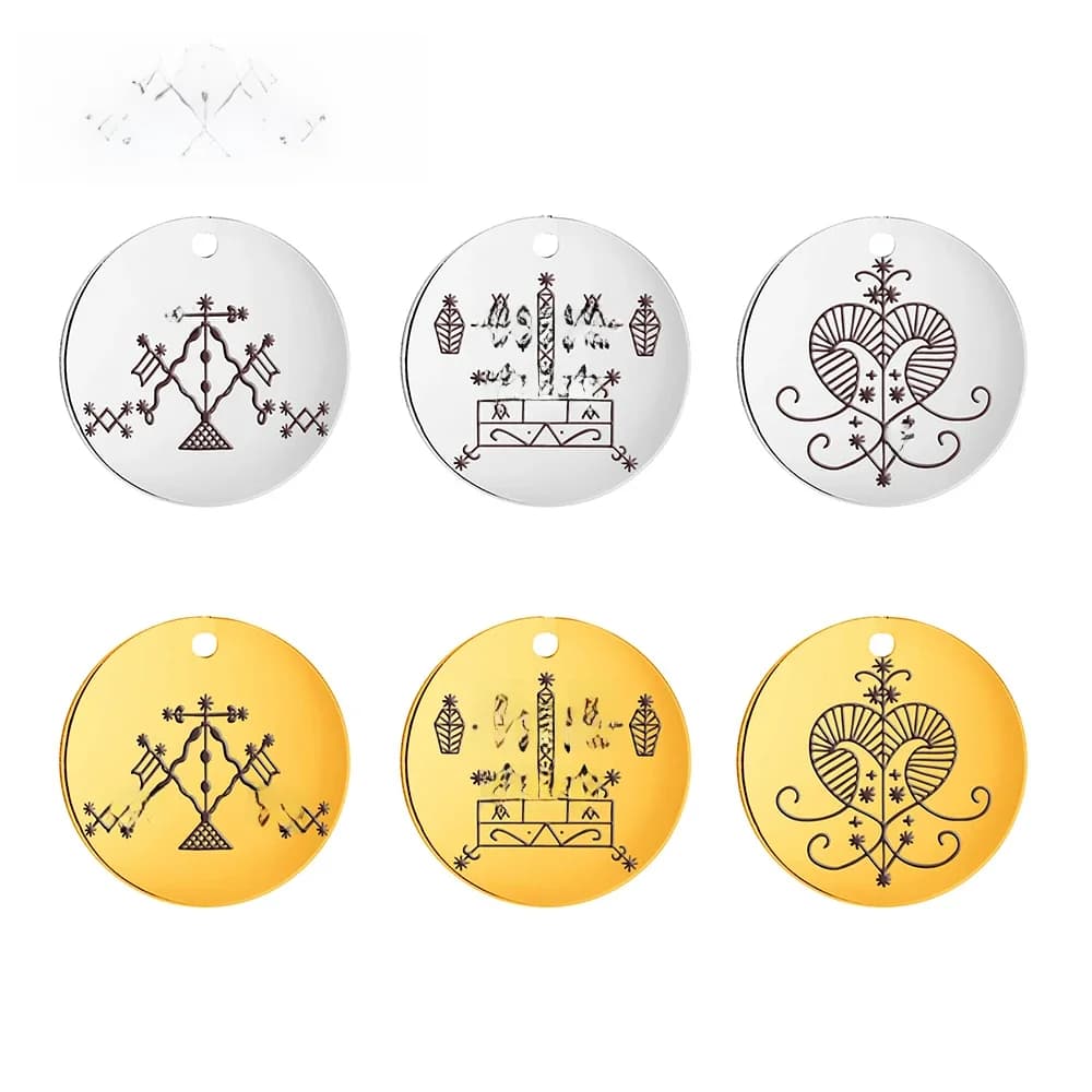 Dawapara vaudou veve de Baron samedi veve Erzulie pendentifs pour colliers accessoires de bricolage bijoux en acier inoxydable