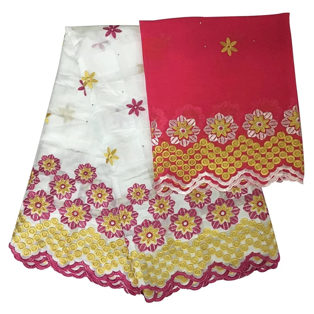 Tissu de dentelle suisse de haute qualité pour dames, Ankara africain, 100% coton, matériel de couture, textile habillé, 5 + 2 verges par lot