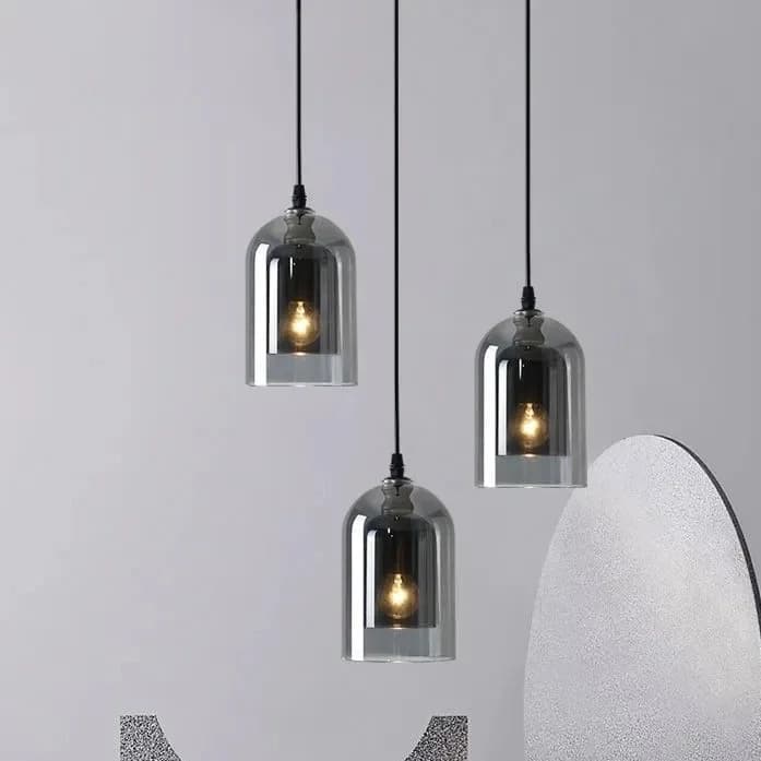 Lampe à suspension LED nordique en verre gris, éclairage suspendu moderne, Art de luxe, Restaurant, Bar, hôtel, chambre à coucher, chevet, E27