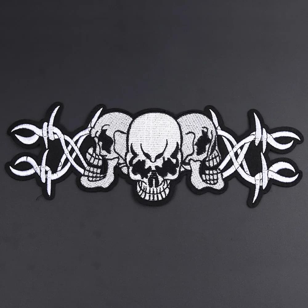 Grands patchs de haute qualité, badges et décalcomanies personnalisés à motif crâne punk pour la décoration DIY de vestes en jean et de combinaisons de moto