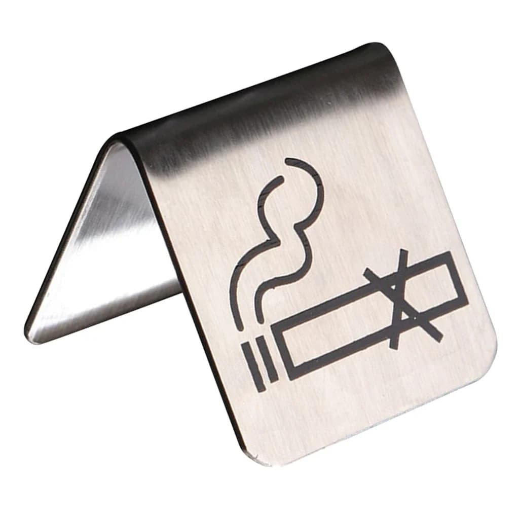 Enseigne d'interdiction de fumer en acier inoxydable brossé, double face, dessus de table, tente, conformité