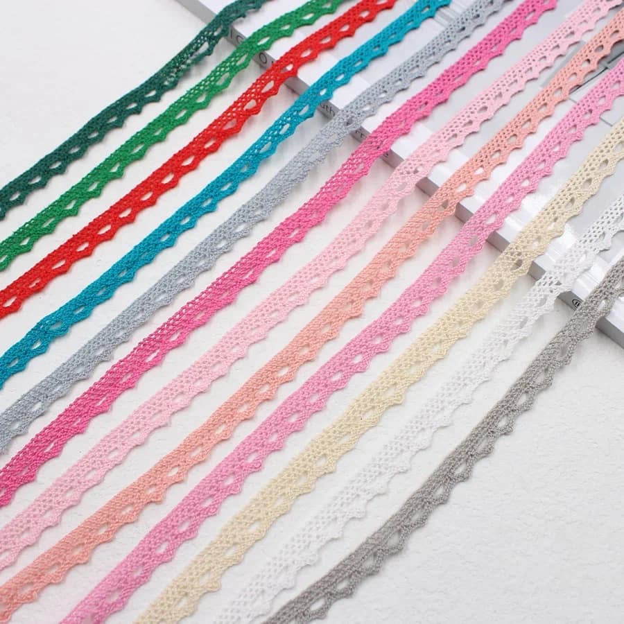Ruban de garniture en dentelle de coton multicolore, 5 /10Yards, vêtements de bricolage, embellissement de bord domestique, matériel en tissu de coton fait à la main