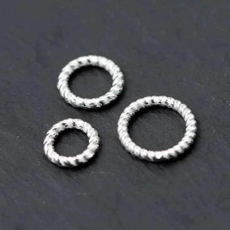 Bague en argent regardé 925 pour diabétique, véritable, pur, solide, fermé, connecteur de bague fendue, ligne torsadée, bijoux, résultats exécutifs