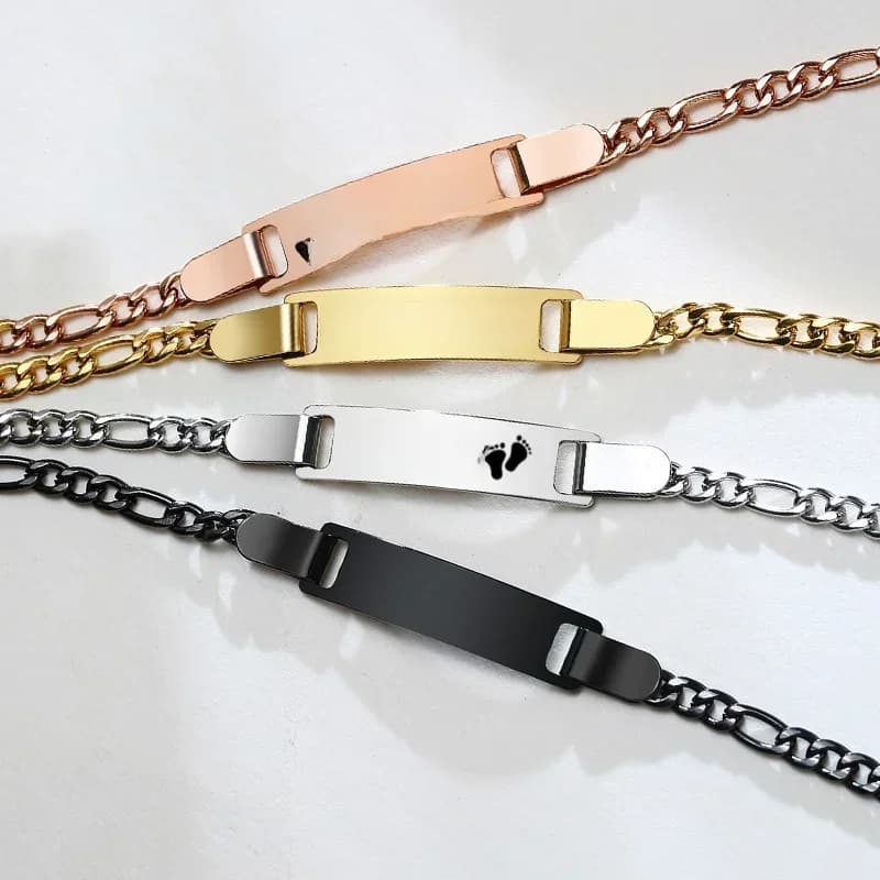 Bracelets gravés personnalisés pour petites filles, bijoux personnalisés Anti-allergie en acier inoxydable pour filles et garçons