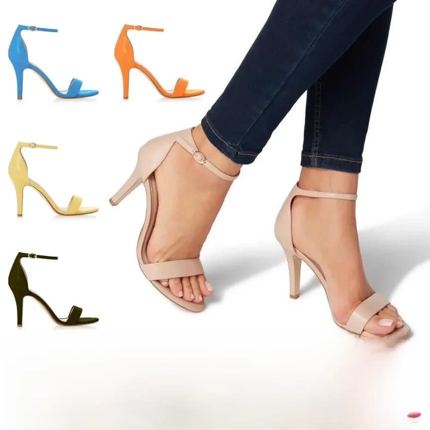 Sandales à talons hauts pour femmes, sexy, ouvert Parker, rinçage, sangle, chaussures pour dames, struc9 cm, talon mi-fin, fête d'été, chaussures de mariage, grande taille
