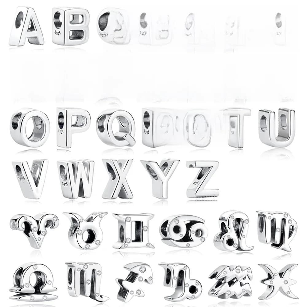 Perles et breloques originales en argent sterling 925, 12 signes du zodiaque, lettres A-Z, Vierge, Bélier, compatibles avec les bracelets, colliers et bijoux de marque pour femmes.