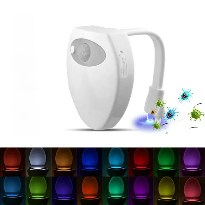 USB Rechargeable toilette capteur de mouvement lumière 16 couleurs changeantes capteur LED salle de bain veilleuse intérieure maison salle de bain lampe de toilette