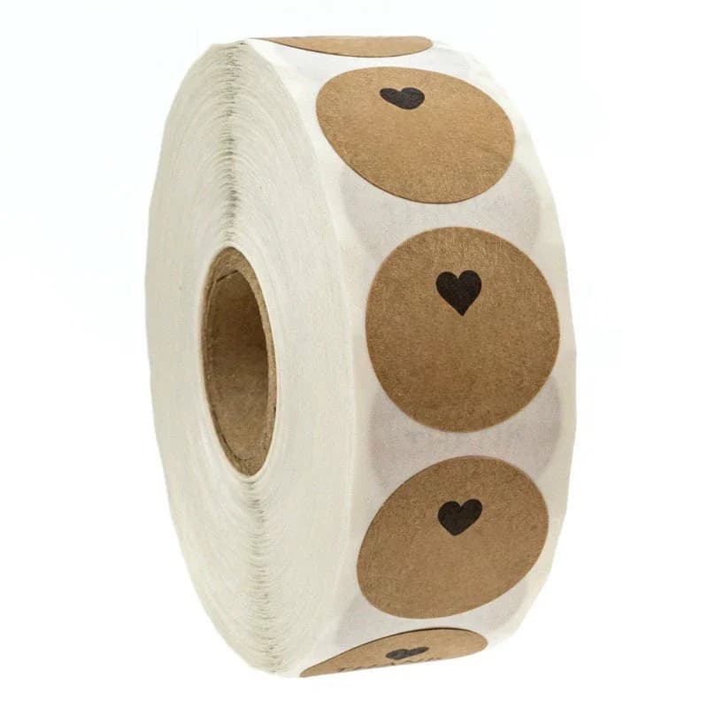 Autocollants de remerciement avec cœur en papier Kraft, étiquettes d'étiquette d'appréciation pour sac d'affaires, sceau, décoration de fête de mariage, 50 à 500 pièces