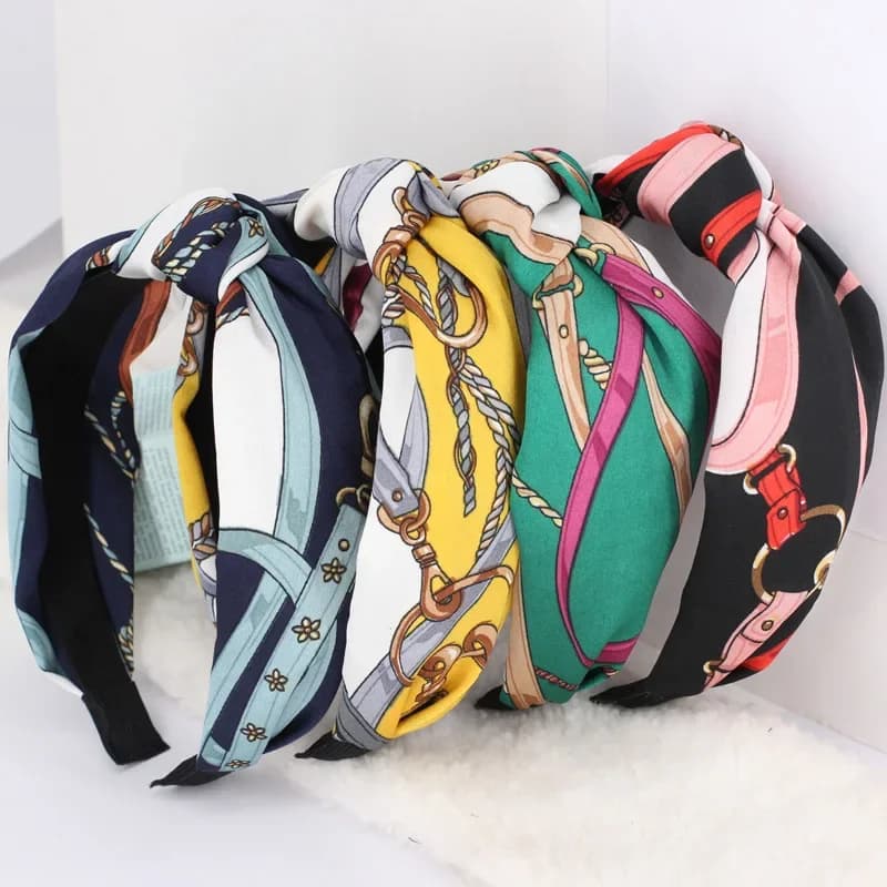 Bandeau à nœud supérieur imprimé, large croix, Vintage, élastique, Turban, accessoires pour cheveux, cerceau pour cheveux, coiffure nouée pour femmes