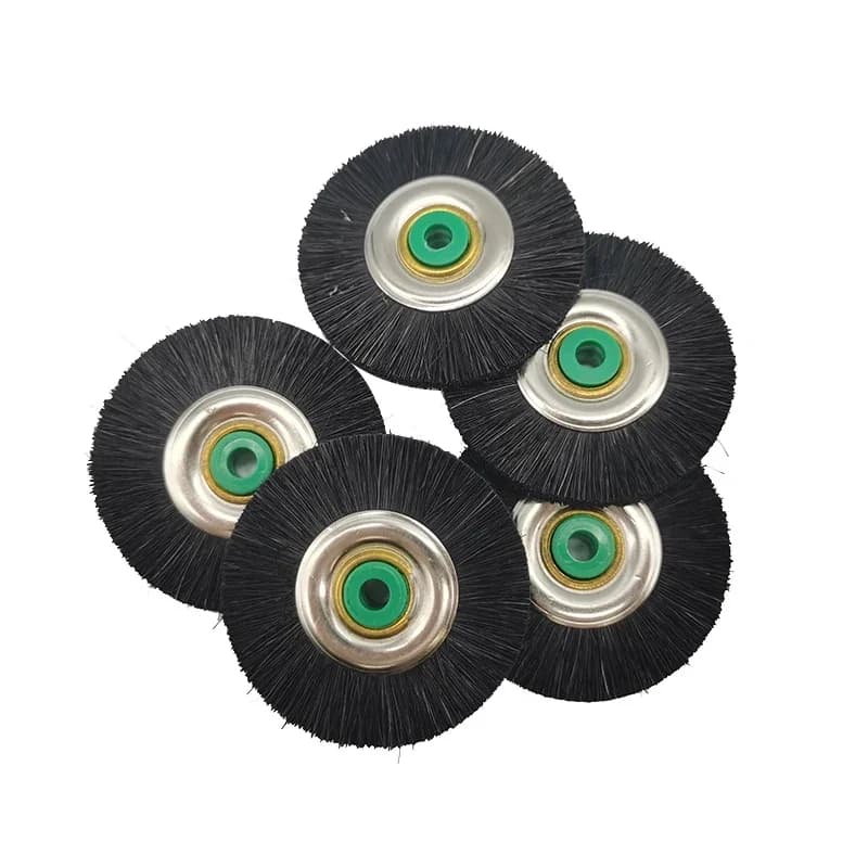 5 pièces matériaux de laboratoire dentaire loquet brosse de polissage roue outils rotatifs laboratoire poils noirs cheveux Buff 48mm Micro moteur dentisterie