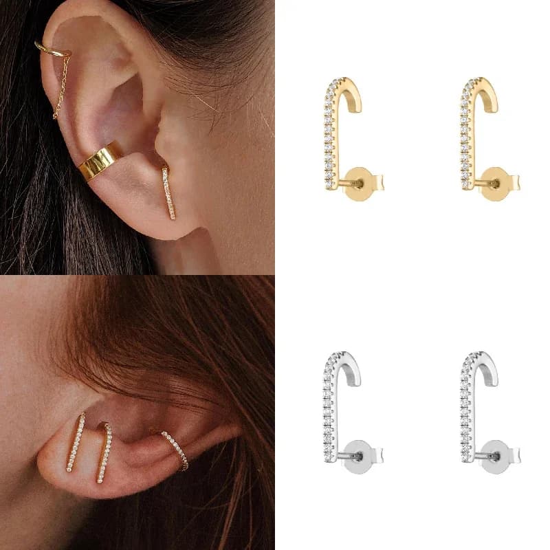 CRMYA classique Piercing oreille plaqué or cubique Zircon crochet boucles d'oreilles pour les femmes mode coréenne bijoux en gros