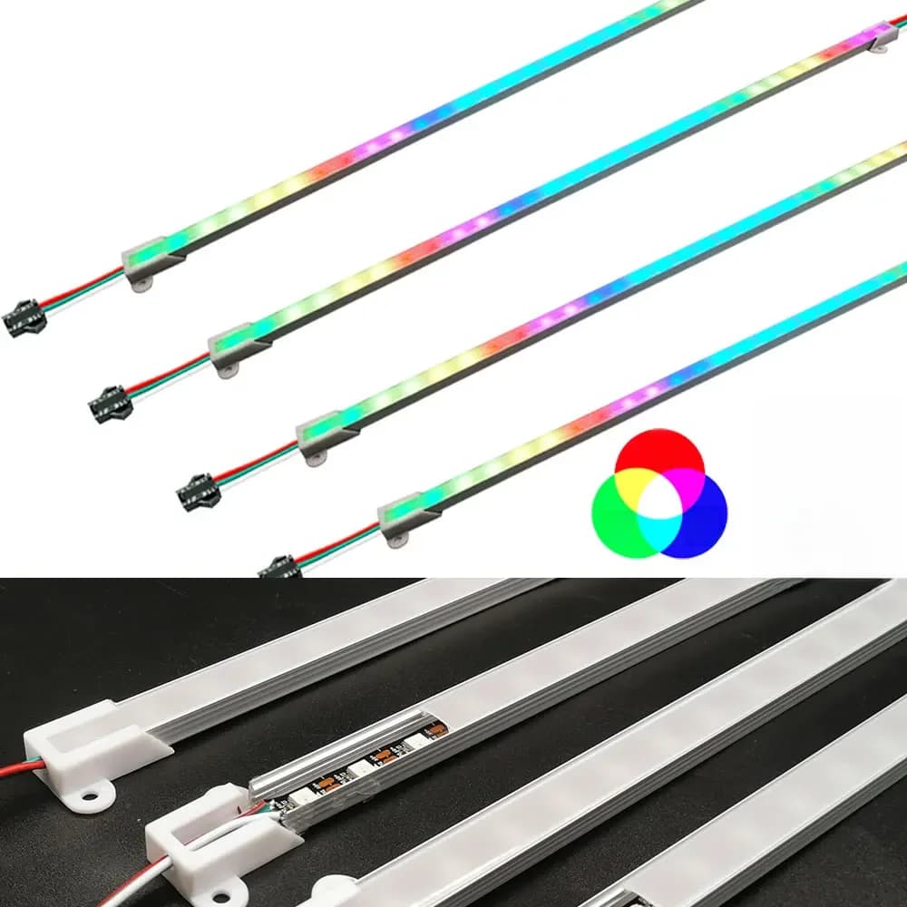 Bande Lumineuse LED en Aluminium Rigide, 33/50cm, DC5V, WS2812B, Barre Lumineuse d'Armoire, Adressable, 5050 RVB, 3 Broches, Décoration de Pixels Intelligents