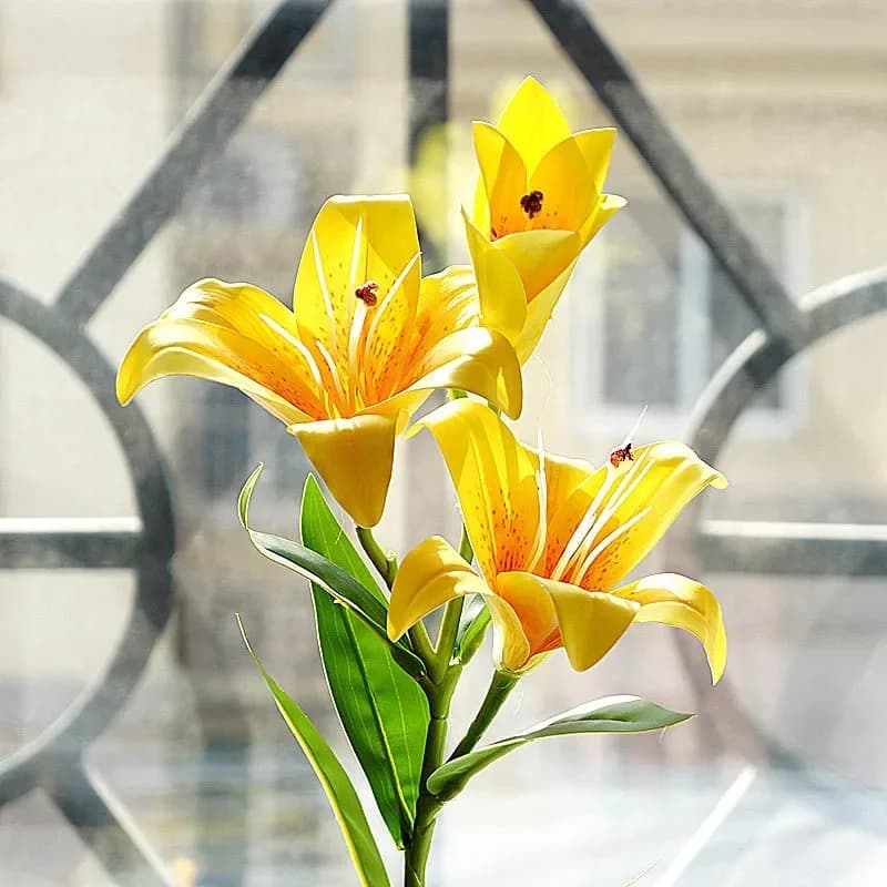 Fleur artificielle 3D 3 têtes, branche de lys, fausse fleur en soie, décoration de maison, fournitures de fête de mariage, accessoires de photographie, cadeaux artisanaux