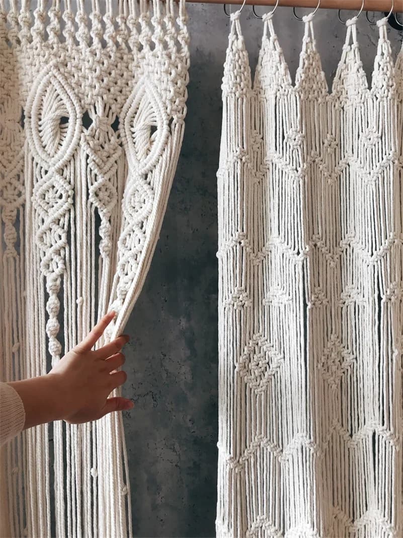 Rideau de porte en coton macramé tissé à la main, tapisserie murale suspendue, décoration Boho, tapisserie de fond de mariage