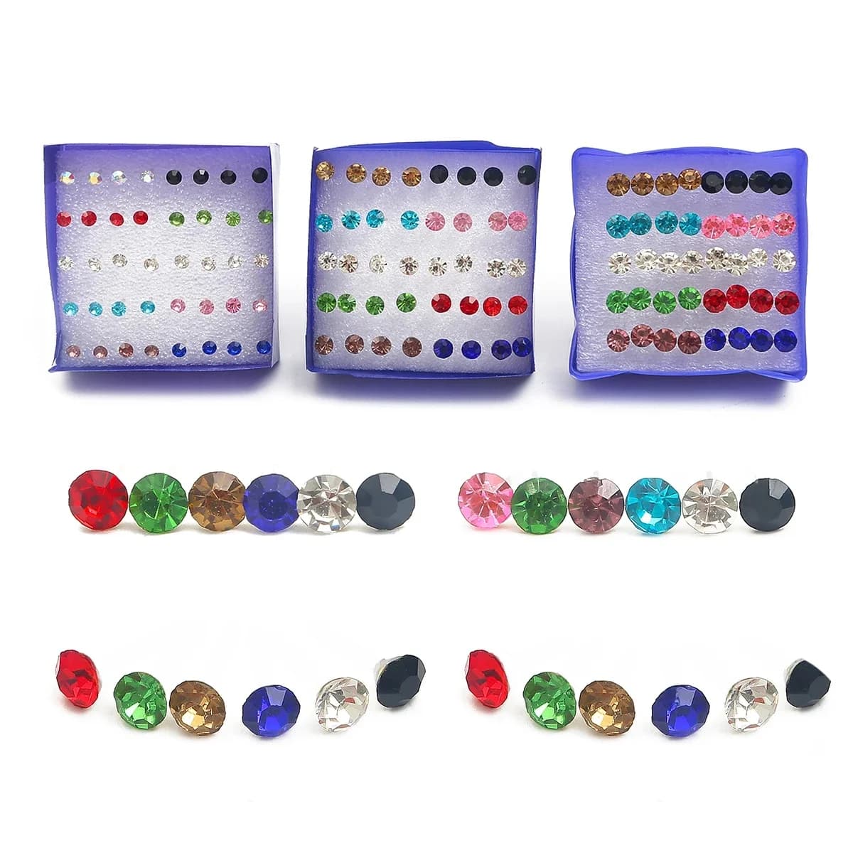 Ensemble de boucles d'oreilles en perles de cristal biscuits pour femmes, petites boucles d'oreilles boule, accessoires de bijoux à la mode, 12 paires, 20 paires, 2.5-6mm
