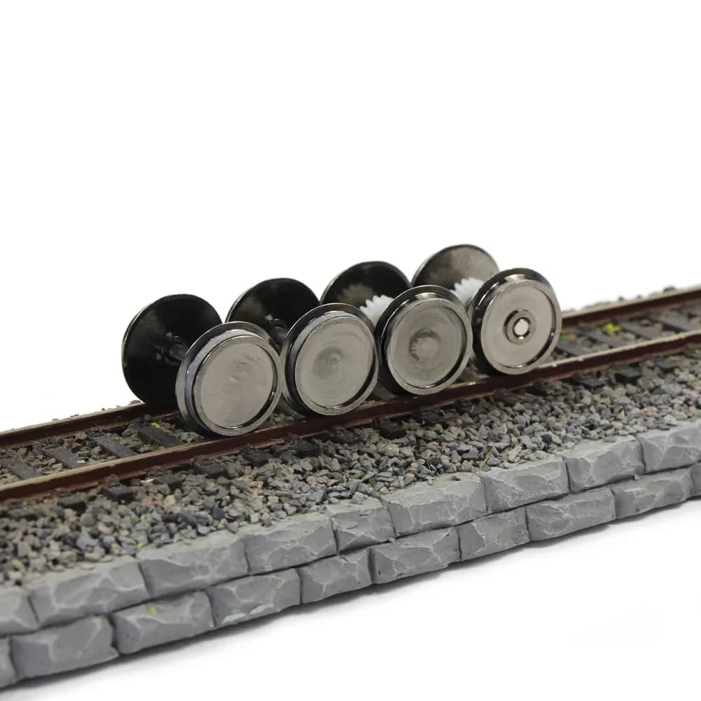 2 paires de roues à courant continu en métal, échelle HO 1:87 48 pouces, modèles de trains, roues à courant continu avec engrenage HP0287