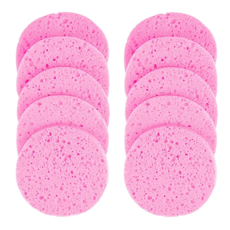 Outil démaqucorporelle rond pour le visage, éponge de lavage du visage, compresse en cellulose, bouffée cosmétique, pâte de bois naturelle, 6 cm, 7 cm, 8 cm, 9cm, 5 pièces, 10 pièces