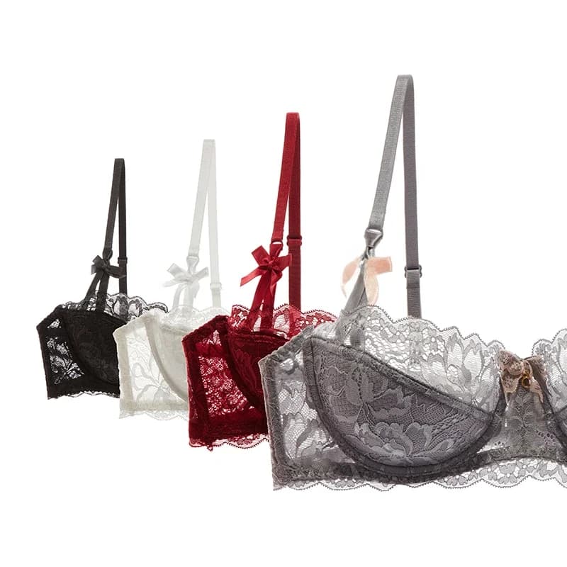 Soutiens-gorge fins pour femmes Lingerie Sexy broderie florale grande taille à armatures Push Up filles dentelle soutien-gorge haut blanc noir rouge A B C D tasse