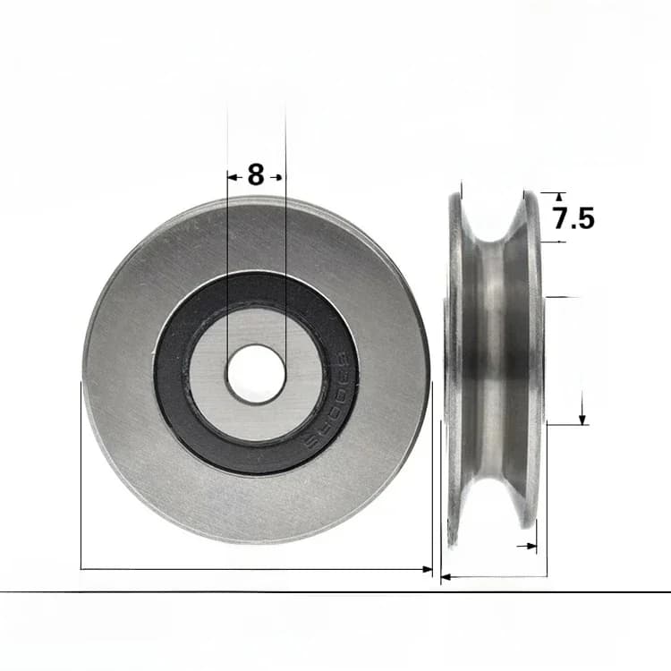 Rouleau de roue métallique à rainure en U, chargement lourd, pour rail de guidage, alésage de 8mm, roulement de poulie coulissant de type V, 8x50x13mm, 1 pièce