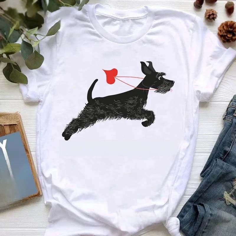 Un Schnauzer a volé mon coeur drôle graphique t-shirts femmes été blanc à manches courtes t-shirt style décontracté Ladys filles haut chien amant cadeau