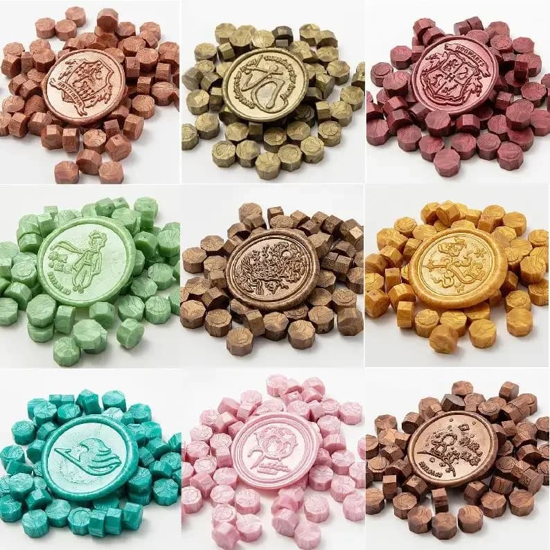 100 pièces de pastilles de cire vintage pour sceaux, perles de cire rétro pour l'impression, cire dorée pour scellage, mariage, anniversaire, laque pour sceaux, lacre