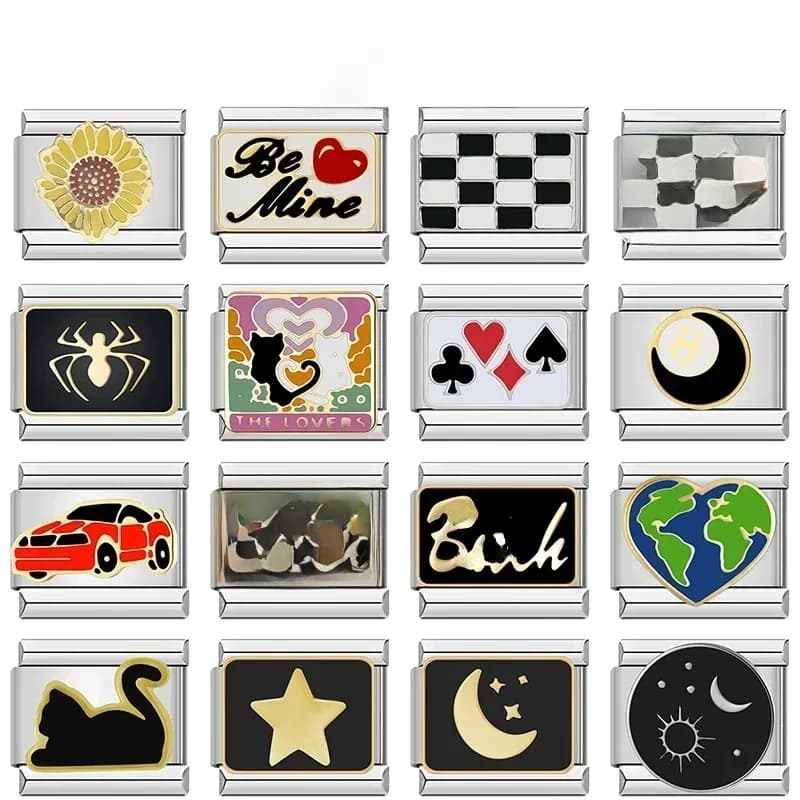 Hapiship 2024 Fashion Spider Star Moon Love Theatre l Charm italien Liens Fit Bracelet 9mm Bijoux en acier inoxydable DJ003-346 exécutif