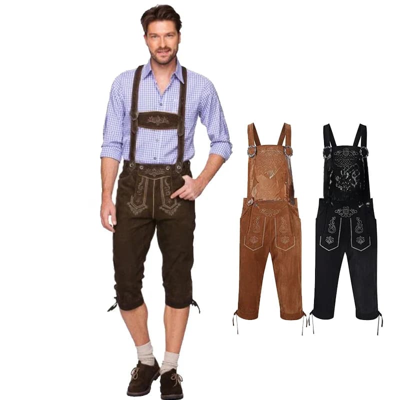 Costume de carnaval pour hommes, tenue de soirée fantaisie, pantalon en Faux cuir, tenue de serveur