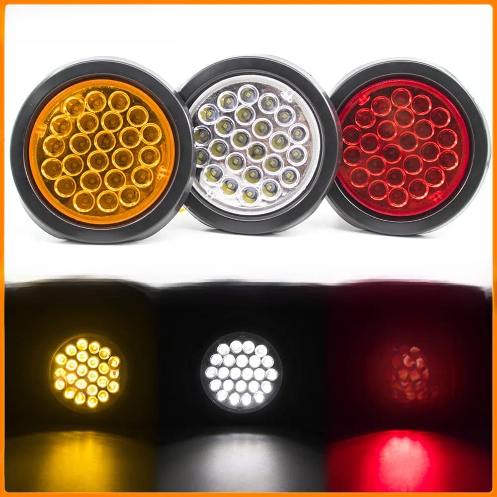 Enquêter arrière de voiture à LED, feu stop, marqueur latéral, indicateur, réflecteur rond, signal lumineux, iode, remorque de camion, 12V, 24V, 24, 1PC