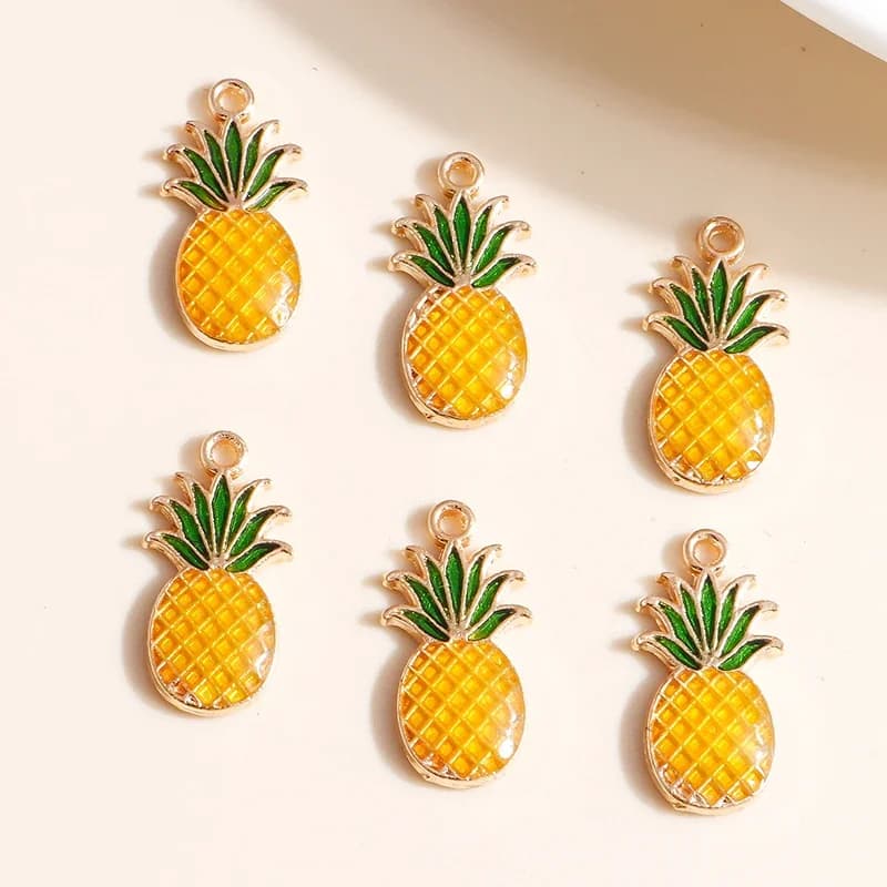Breloques en Forme d'Ananas en Émail pour Boucles d'Oreilles, Accessoire de Bijoux Fait à la Main, 9x17mm, 10 Pièces