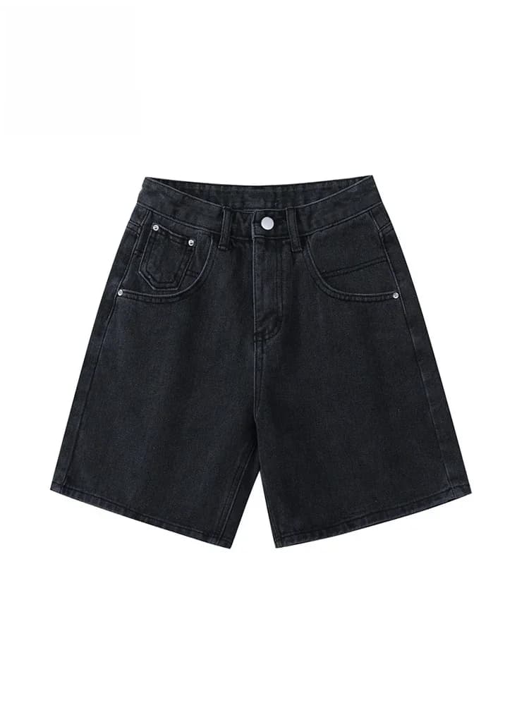 2025 été femmes taille haute Denim Shorts décontracté ample dames grande taille Streetwear mode bouton jambe large jean court femme