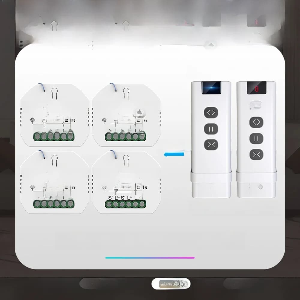 Moes ZigBee Interrupteur Intelligent pour Volets Roulant, Module pour Rideaux Electriques Motorisés RF433, Moteur 2MQTT Smart Life, Compatible avec Application Alexa Google Home pour Store Motorisé